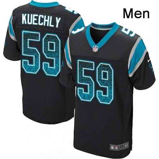 Mens Nike Carolina Panthers 59 Luke Kuechly Elite Black Home Drift Fashion NFL Jersey